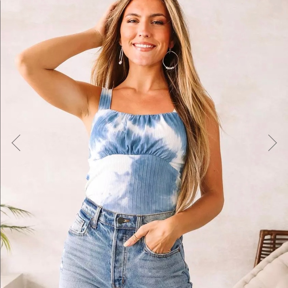 Tie dye ribbed tank top